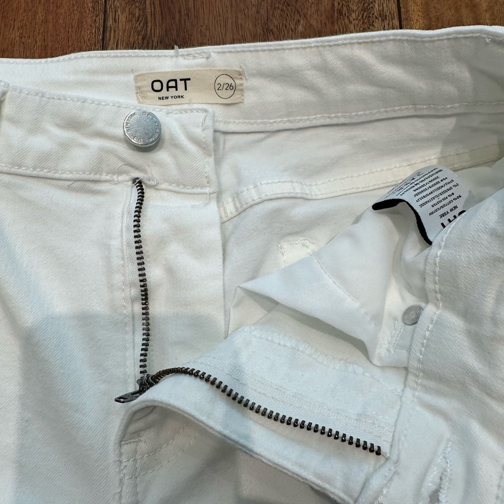 ☀️ OAT New York Stretch White Jeans with Raw Hem - Picture 13 of 16
